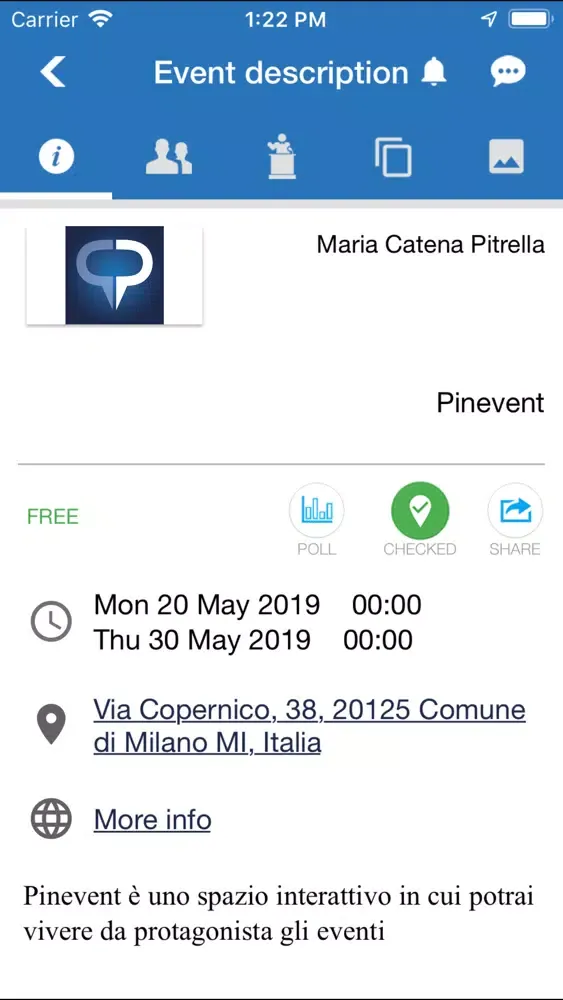 Screenshot di Pinevent