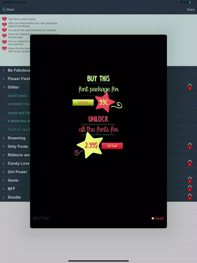 Frosting Font iPad  سکرین شاٹس
