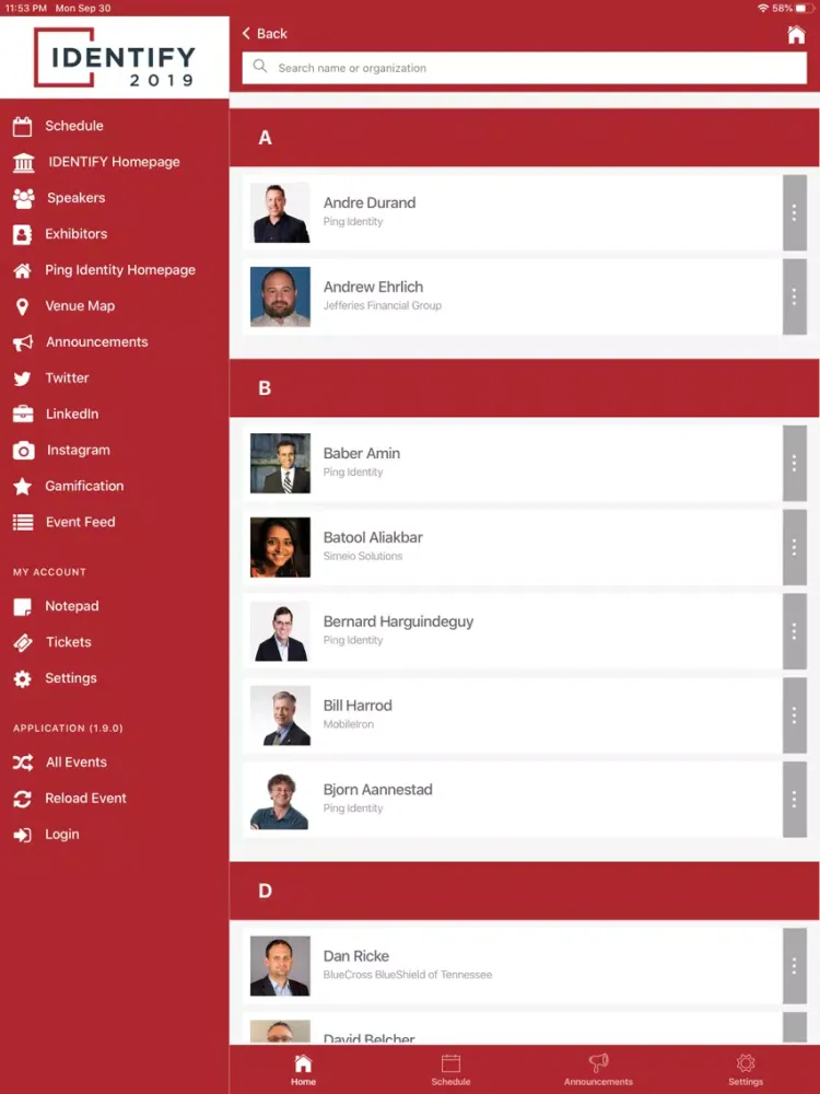 Tangkapan skrin Ping IDENTIFY iPad 