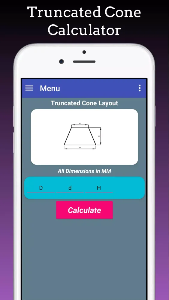Capturas de tela do Cones Calculators : Frustum, E