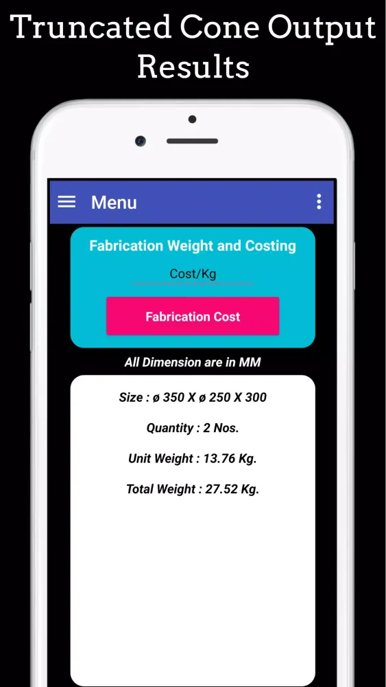 Fabrication Weight & Cost Calc سکرین شاٹس