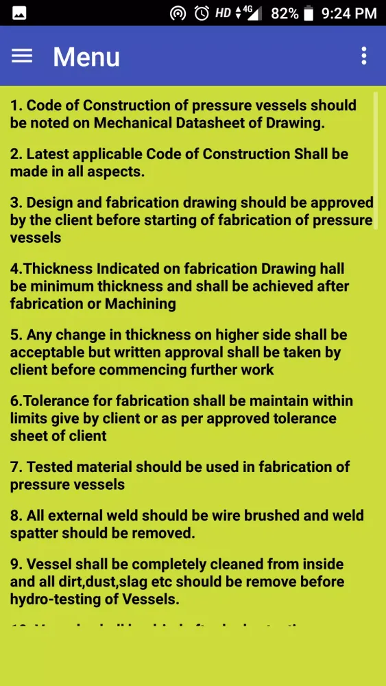 Screenshot di Pressure Vessel Guidelines