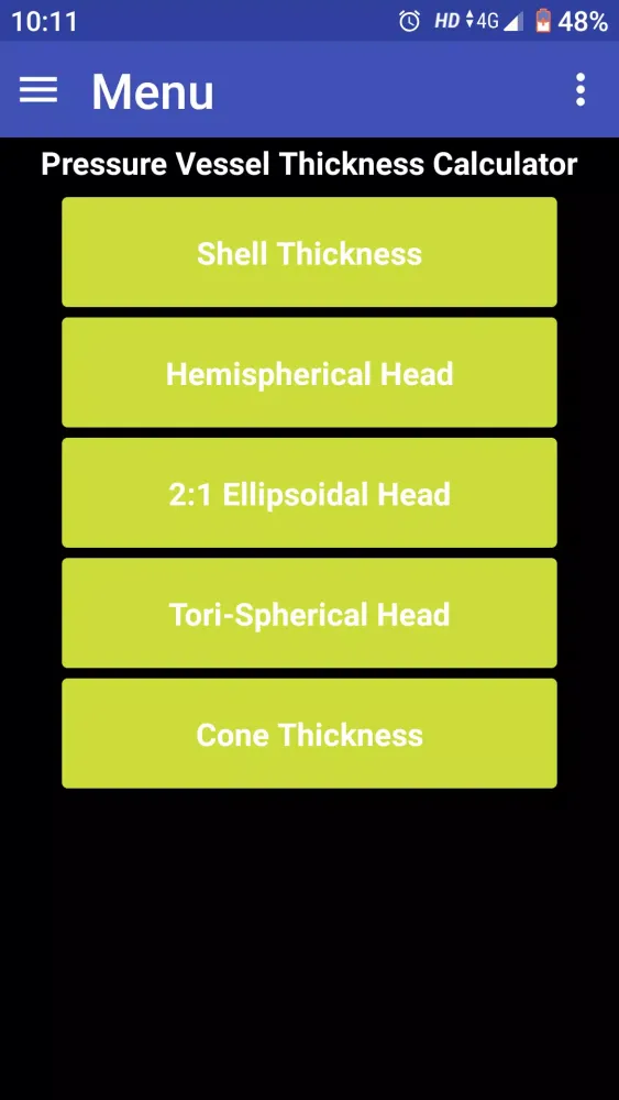 Pressure Vessel Thickness Calc 스크린샷
