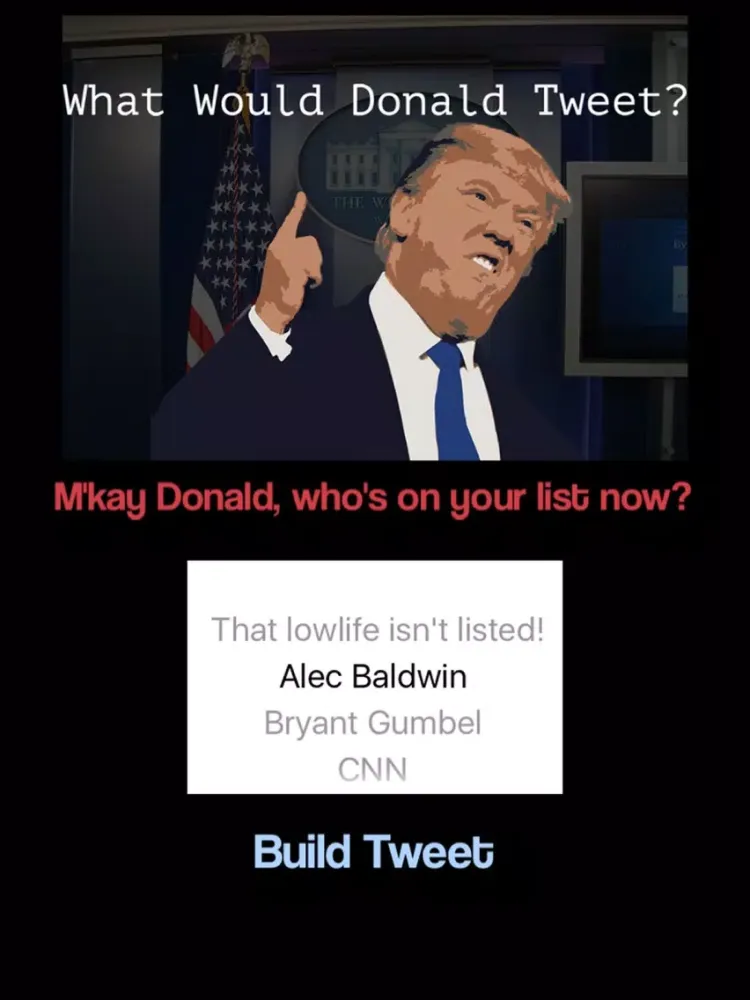 Tangkapan skrin WWDT - What would Donald Tweet? iPad 