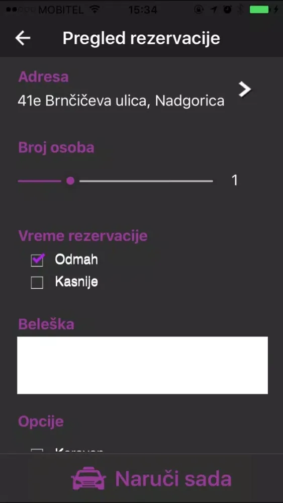 Zrzuty ekranu Taxi Pink Mostar