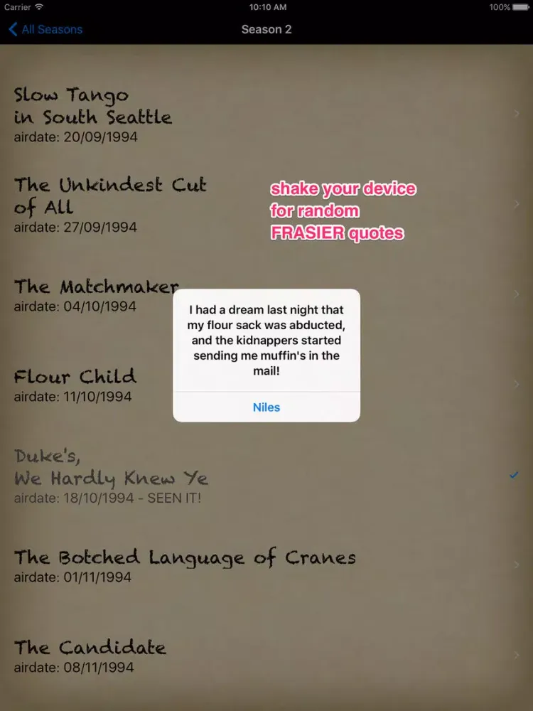 Скриншоты Ultimate FRASIER Episode Guide iPad 