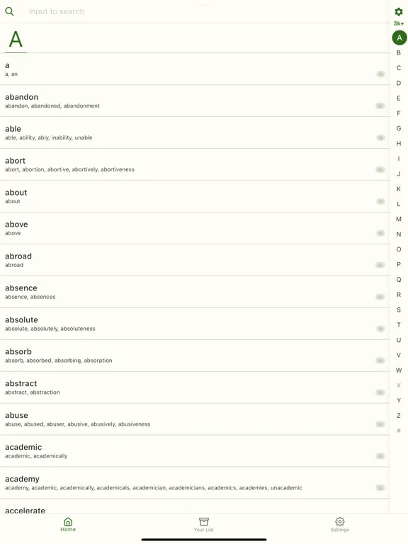 Tangkapan skrin Word Family Lists iPad 