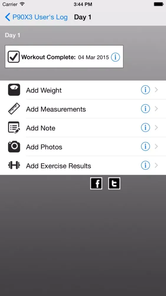 Log For 90 Day 30 Min Workout Screenshots