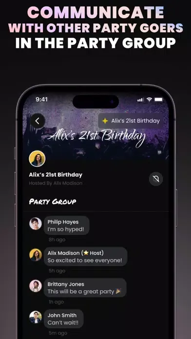 ภาพหน้าจอของ Pinpoint. The Party App.
