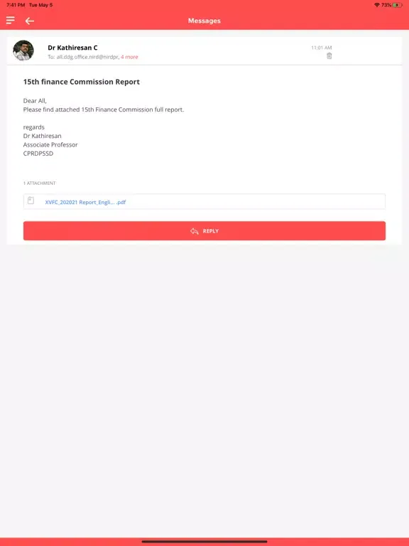 ภาพหน้าจอของ NIRDPR Connect iPad 