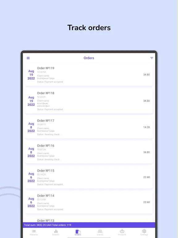 ภาพหน้าจอของ PrestaShop Mobile Admin iPad 