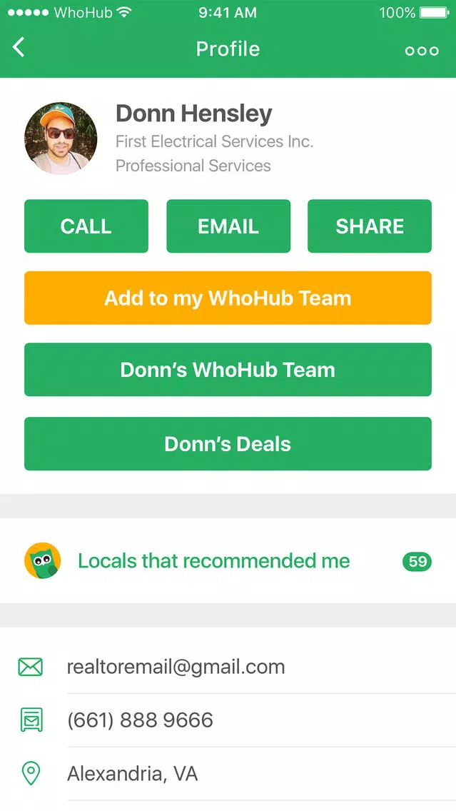 Captures d'écran de WhoHub