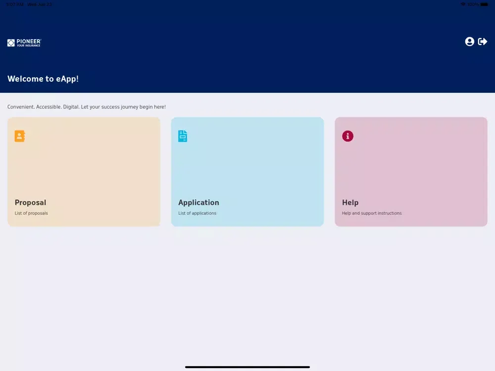 Capturas de tela do Pioneer eApp iPad 