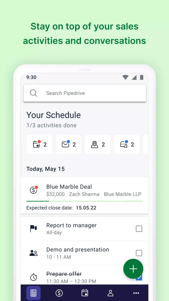 Tangkapan layar CRM Mobile: Pipedrive