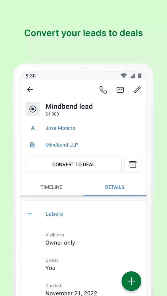 Tangkapan layar CRM Mobile: Pipedrive