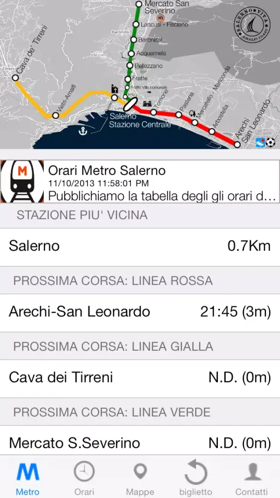 ภาพหน้าจอของ Orari Metro Salerno