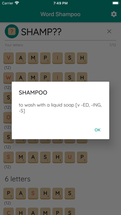 Tangkapan skrin Word Shampoo