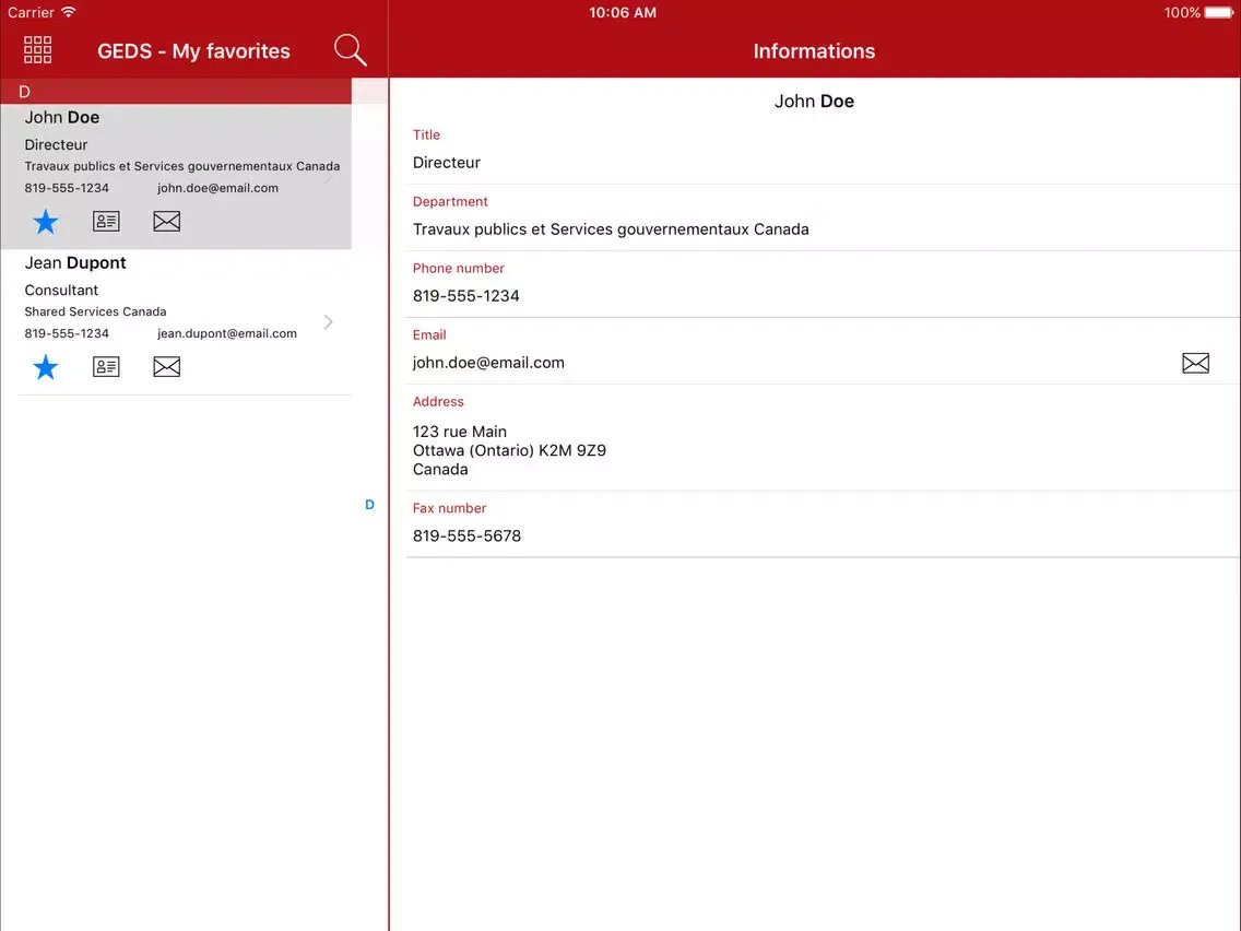GEDS - Canada public servants iPad  স্ক্রিনশট