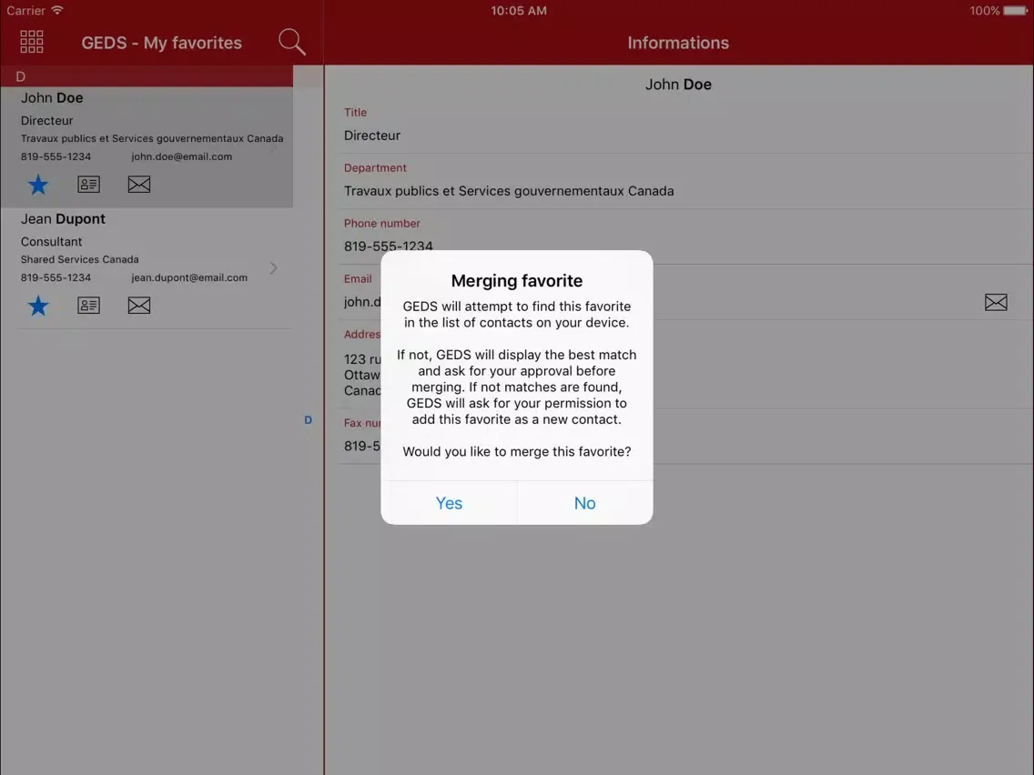 GEDS - Canada public servants iPad  স্ক্রিনশট