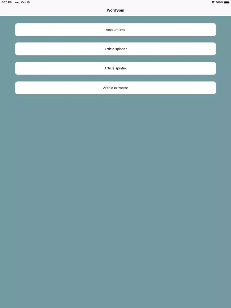Tangkapan layar WordSpin ME iPad 