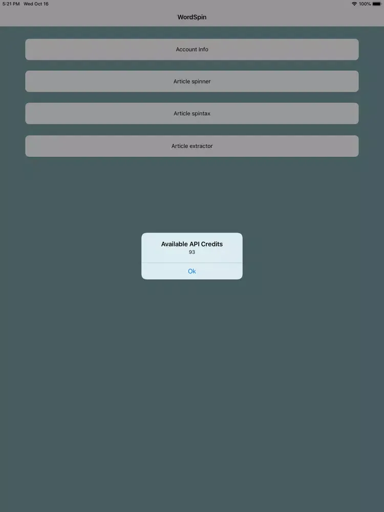 Tangkapan layar WordSpin ME iPad 