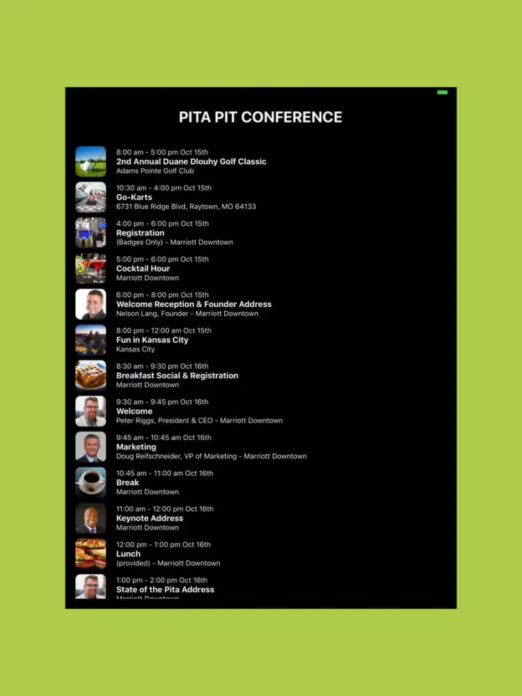 ภาพหน้าจอของ Pita Pit Conference 2018 iPad 
