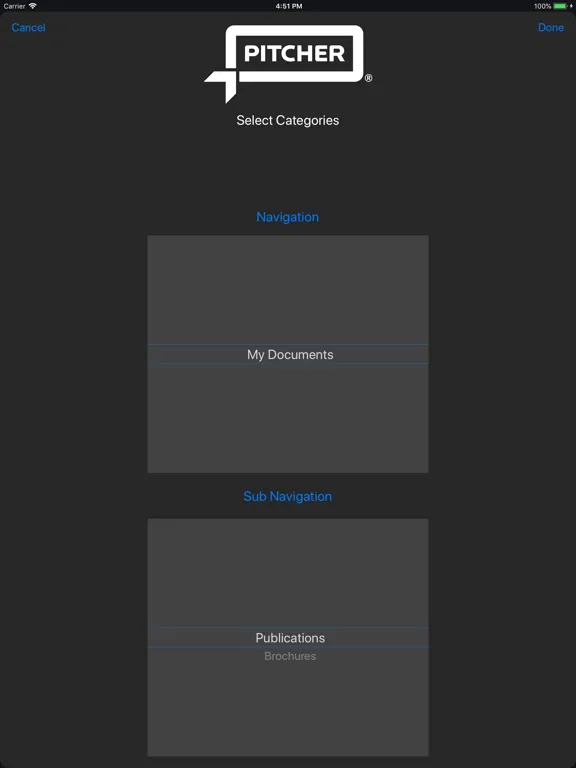 PITCHER Personal Admin iPad  স্ক্রিনশট