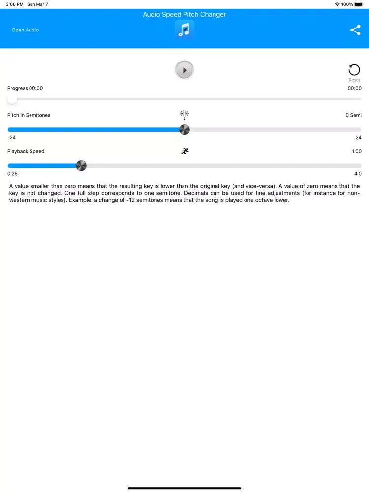 Audio Speed Pitch Changer iPad  स्क्रीनशॉट