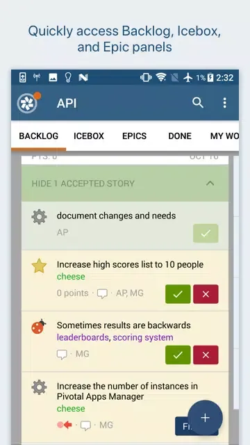 Pivotal Tracker سکرین شاٹس