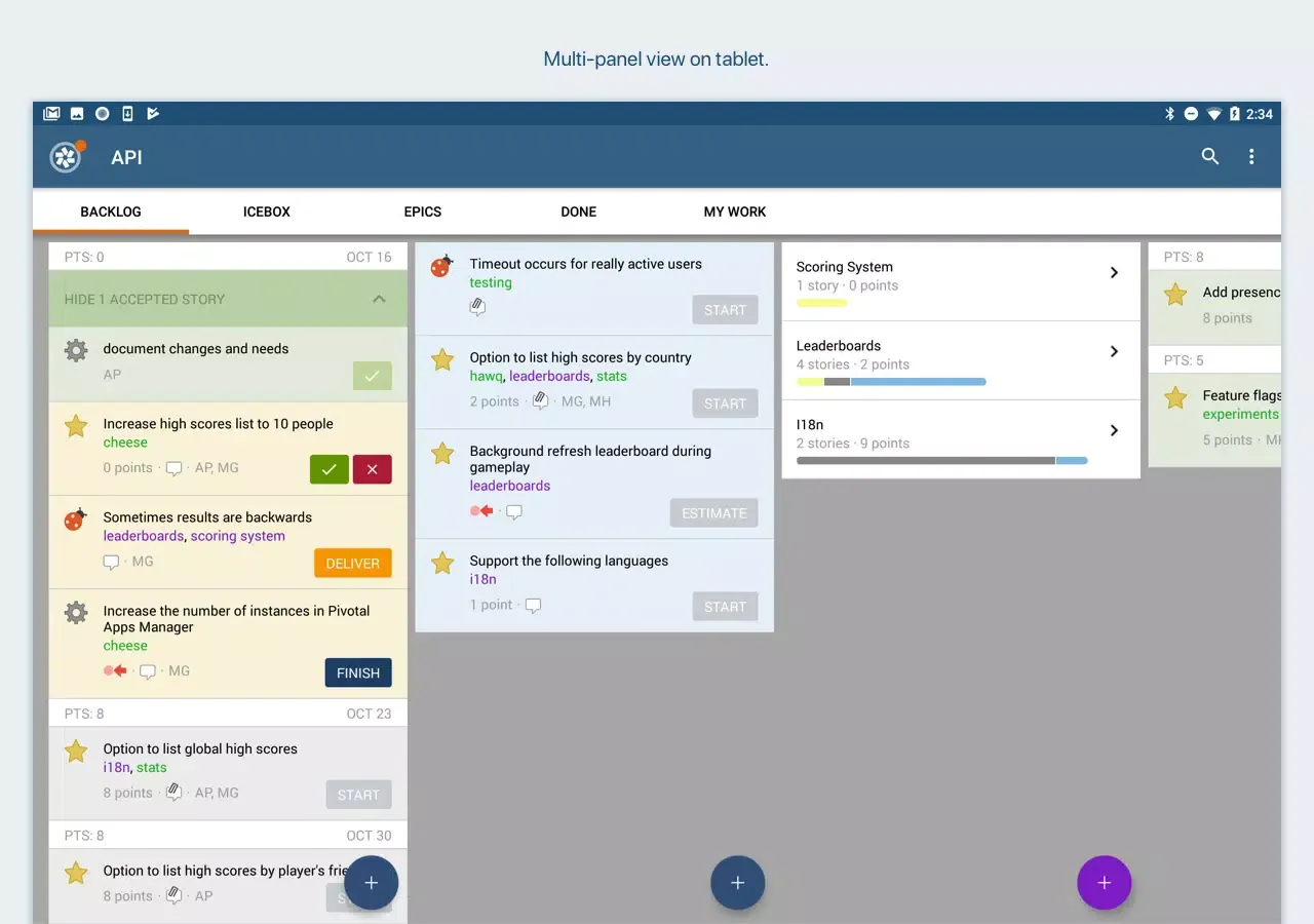 Pivotal Tracker سکرین شاٹس