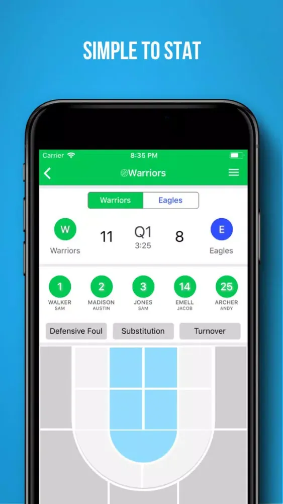 ภาพหน้าจอของ Pivot Basketball Stats Tracker
