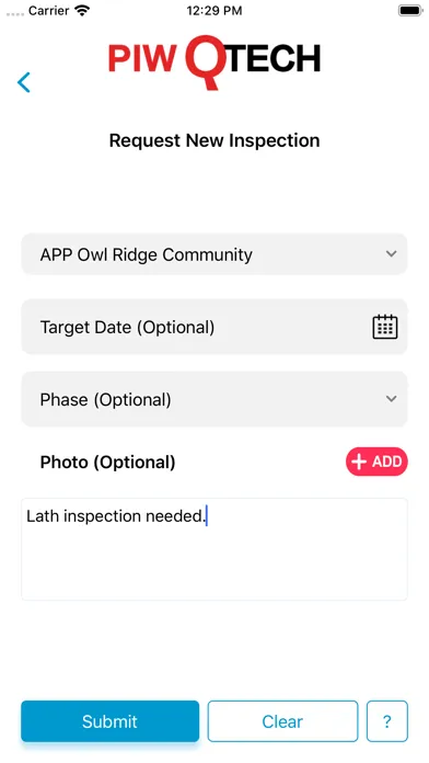 Tangkapan layar PIW QTECH Field App