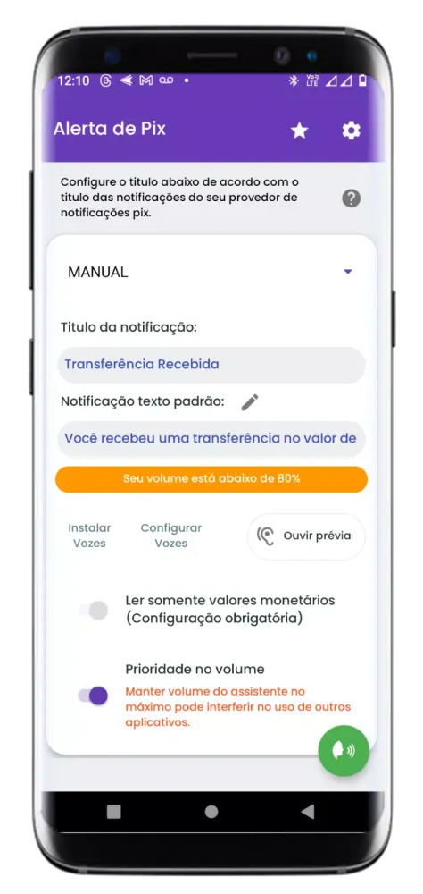 Notificações Faladas - Pix Screenshots