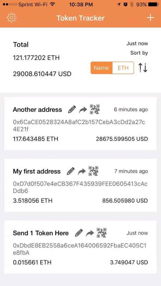 Capturas de pantalla de Token Tracker