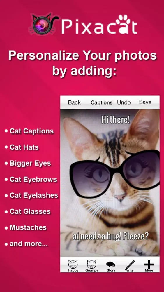 Pixacat: Free Photo Editor for Cat Lovers – Edit cat pictures, share them on Facebook and Instagram Screenshots