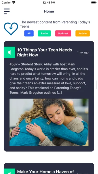 Capturas de tela do Parenting Today's Teens
