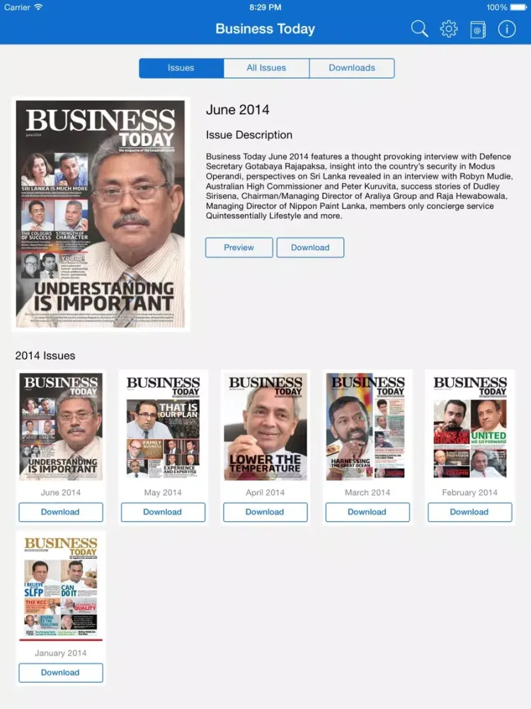 Capturas de tela do Business Today Mag iPad 