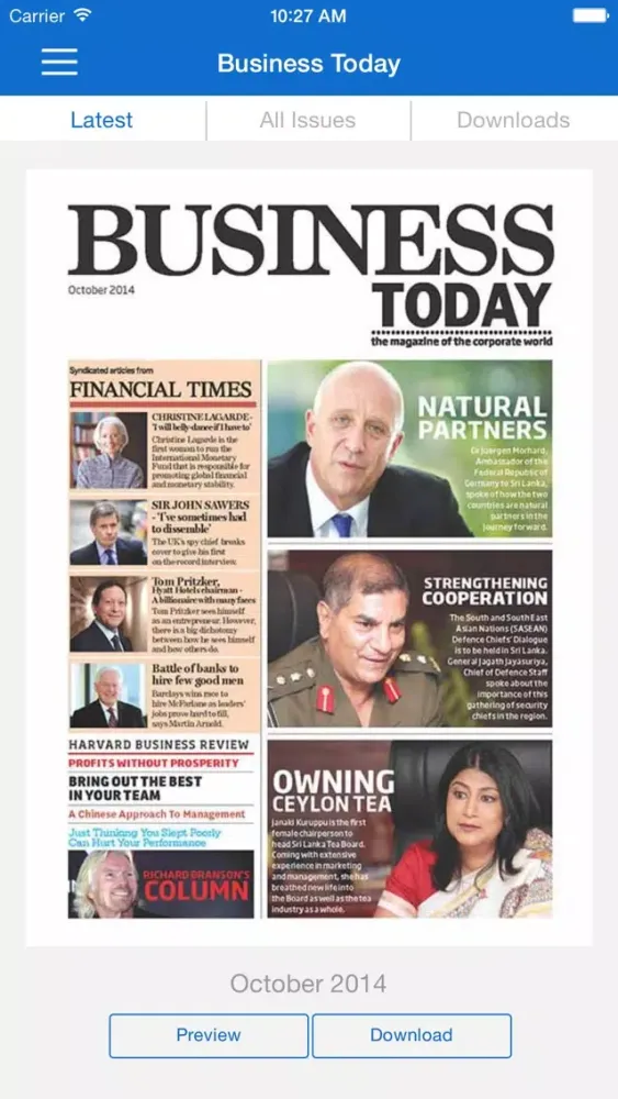 Capturas de tela do Business Today Mag