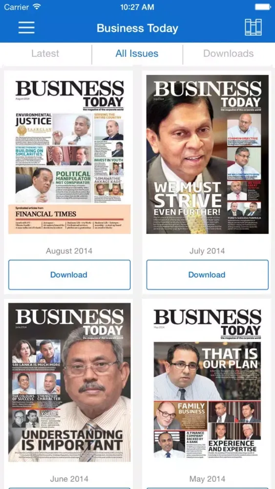 Capturas de tela do Business Today Mag