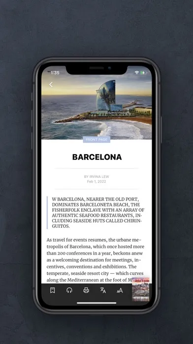 Capturas de tela do Global Traveler Magazine