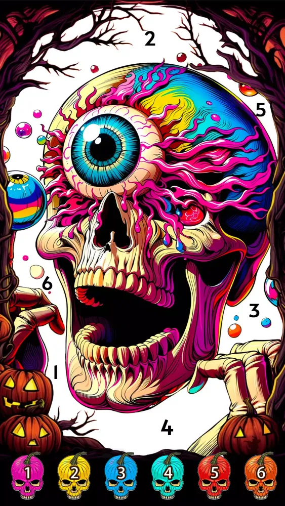 Skull Color, Color by Number スクリーンショット