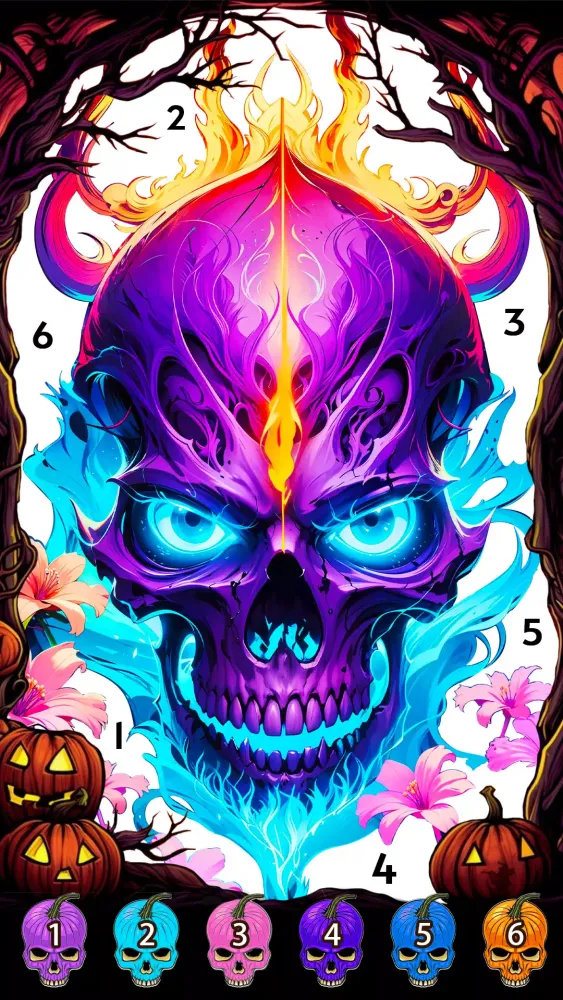 Skull Color, Color by Number スクリーンショット
