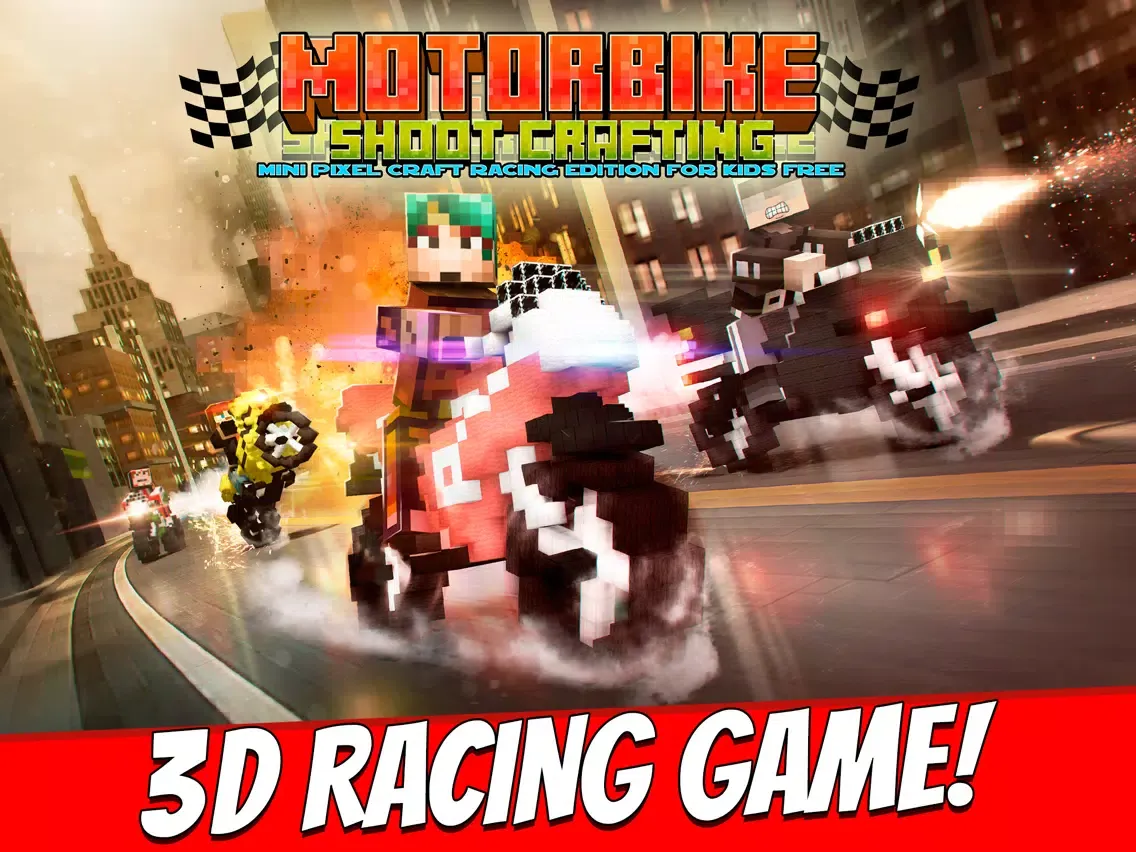 Motorbike Shoot Crafting. Mini Pixel Racing Edition For Kids Free iPad 应用截图