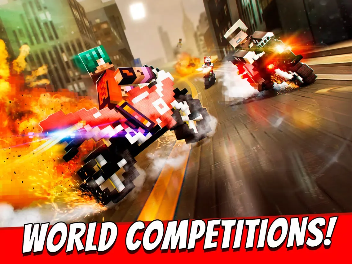 Motorbike Shoot Crafting. Mini Pixel Racing Edition For Kids Free iPad 应用截图
