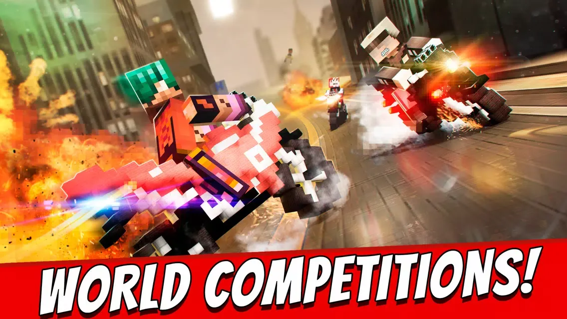 Motorbike Shoot Crafting. Mini Pixel Racing Edition For Kids Free应用截图