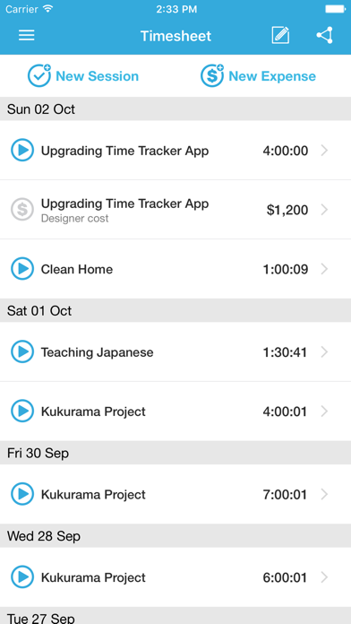 ภาพหน้าจอของ Time Tracker Free