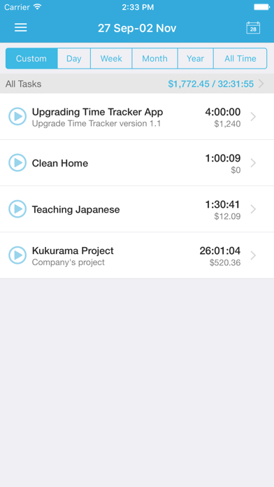 ภาพหน้าจอของ Time Tracker Free