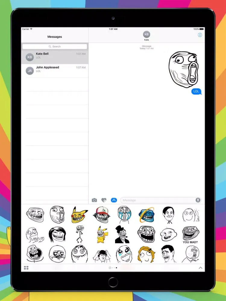 Capturas de tela do Funny Sticker - Emoji for iMessage keyboard iPad 
