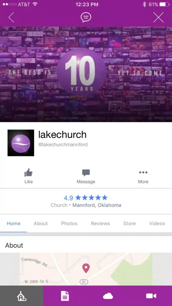 Tangkapan layar Lake Church Mannford