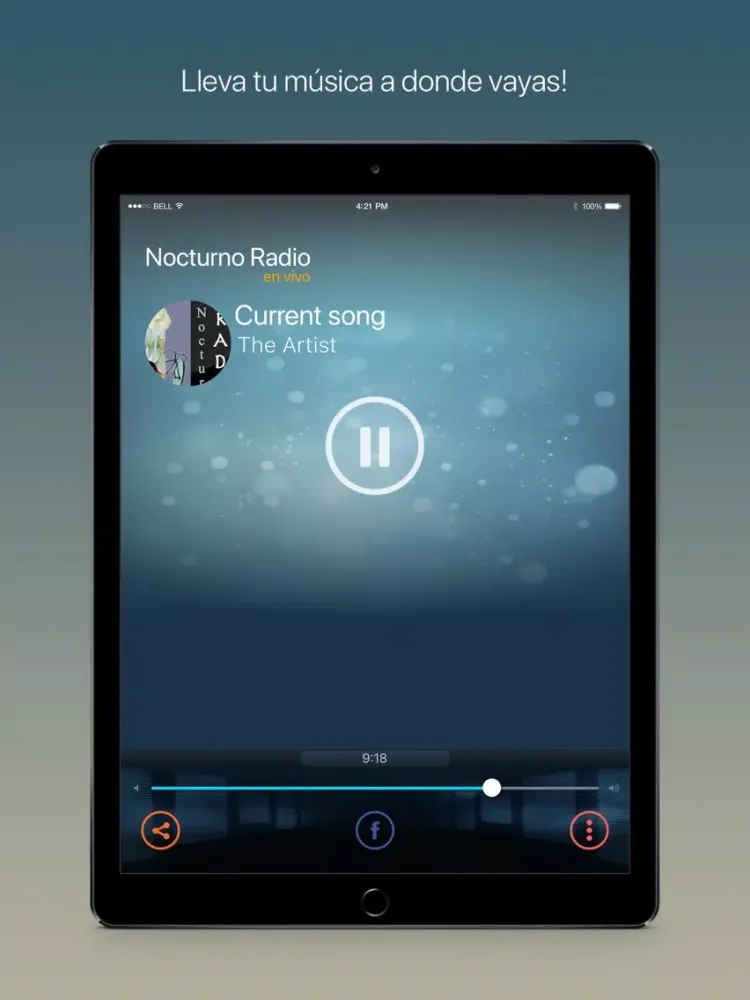 Tangkapan layar Nocturno Radio iPad 